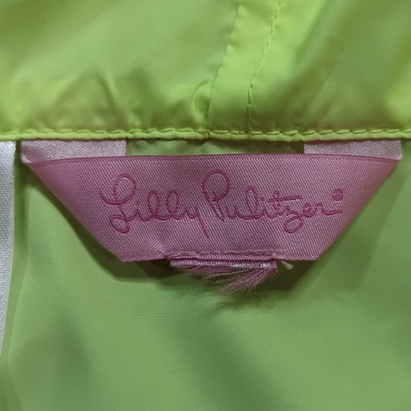 Lilly Pulitzer neon yellow hooded poncho windbreaker rain jacket L/XL - Picture 10 of 11